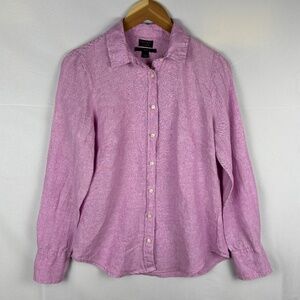 J. Crew Women Baird McNutt Irish Linen Slim Fit Button Up Shirt Sz 4 Pink Preppy